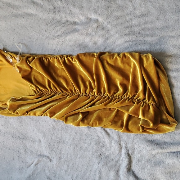 Velvet Mini Dress Mustard - Picture 6 of 6